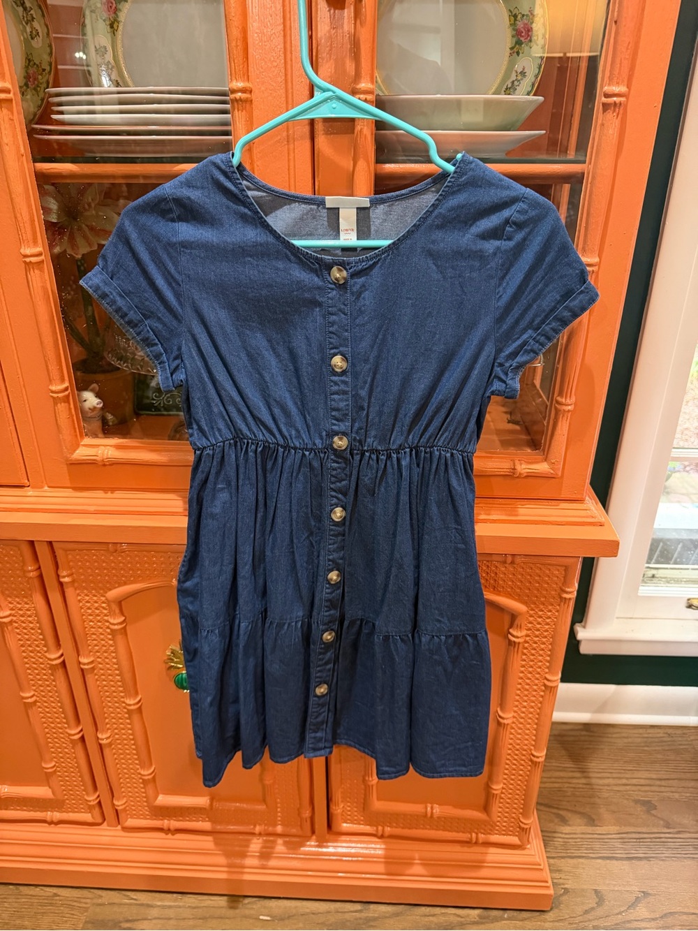 Cat & Jack Girls' Navy Button-Front Tiered Dress